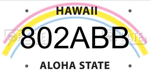 802ABB Hawaii License Plate