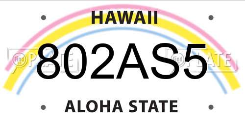 802AS5 Hawaii License Plate