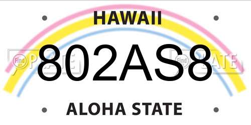 802AS8 Hawaii License Plate