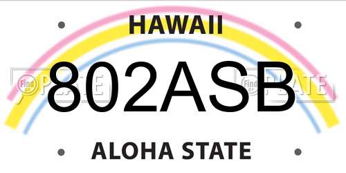 802ASB Hawaii License Plate