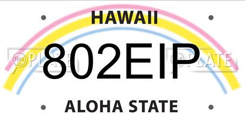 802EIP Hawaii License Plate