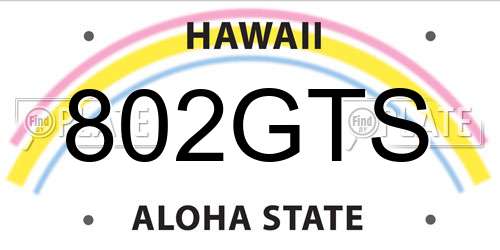 802GTS Hawaii License Plate