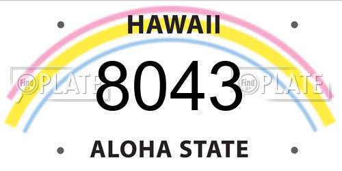 8043 Hawaii License Plate