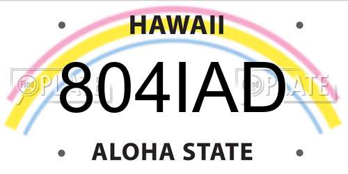 804IAD Hawaii License Plate