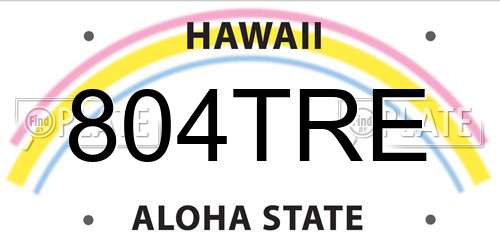 804TRE Hawaii License Plate