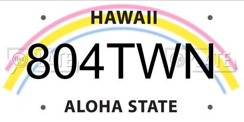 804TWN Hawaii License Plate