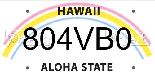 804VB0 Hawaii License Plate