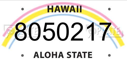 8050217 Hawaii License Plate