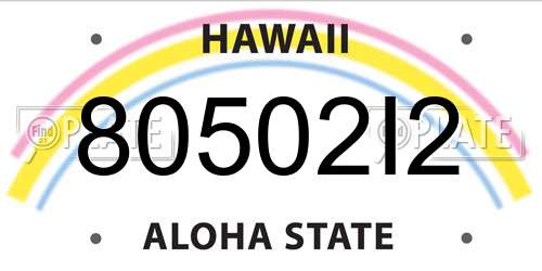 80502I2 Hawaii License Plate