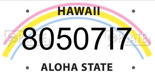 80507I7 Hawaii License Plate