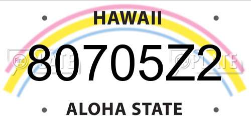 80705Z2 Hawaii License Plate