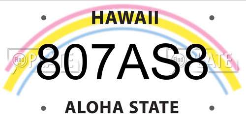 807AS8 Hawaii License Plate