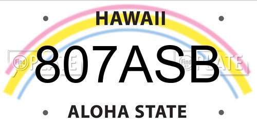 807ASB Hawaii License Plate