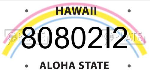 80802I2 Hawaii License Plate