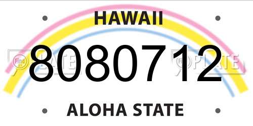 8080712 Hawaii License Plate