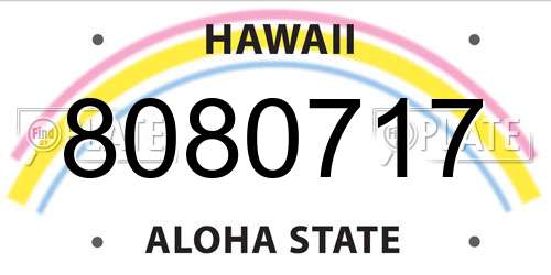 8080717 Hawaii License Plate