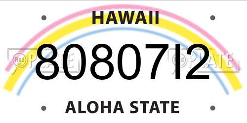 80807I2 Hawaii License Plate