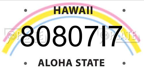 80807I7 Hawaii License Plate