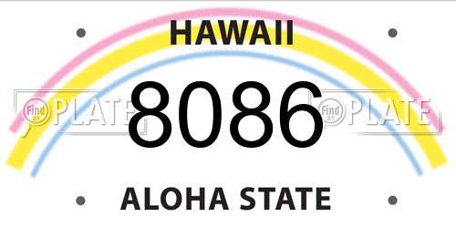 8086 Hawaii License Plate