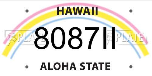 8087II Hawaii License Plate