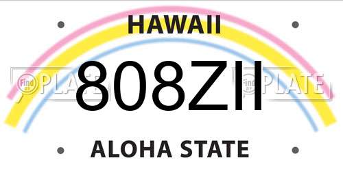 808ZII Hawaii License Plate