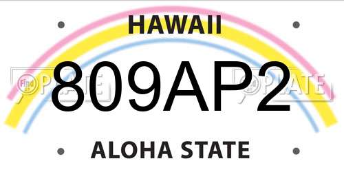 809AP2 Hawaii License Plate