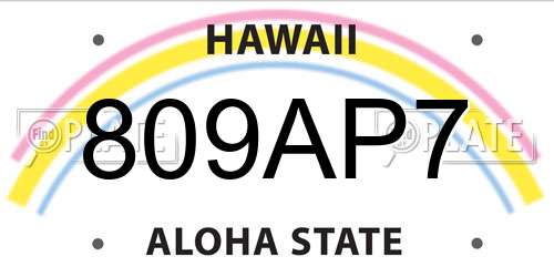 809AP7 Hawaii License Plate