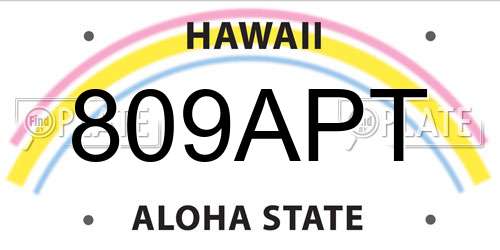 809APT Hawaii License Plate