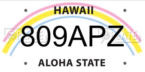 809APZ Hawaii License Plate