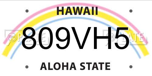 809VH5 Hawaii License Plate