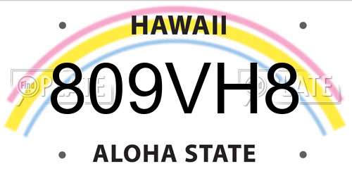 809VH8 Hawaii License Plate