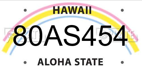 80AS454 Hawaii License Plate