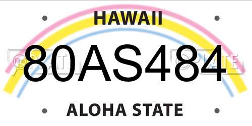 80AS484 Hawaii License Plate
