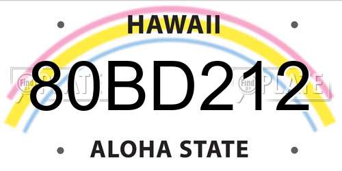 80BD212 Hawaii License Plate