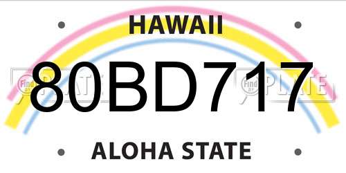 80BD717 Hawaii License Plate