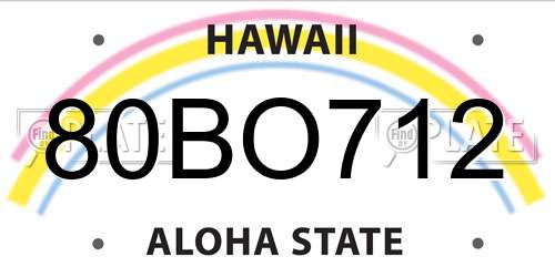 80BO712 Hawaii License Plate