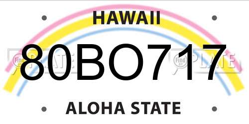 80BO717 Hawaii License Plate