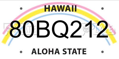 80BQ212 Hawaii License Plate