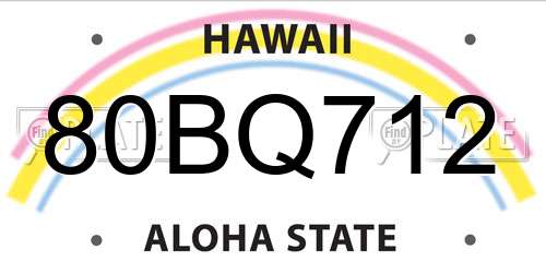 80BQ712 Hawaii License Plate