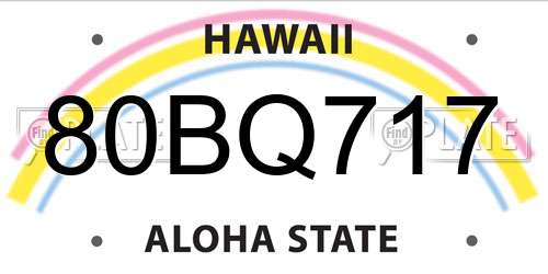 80BQ717 Hawaii License Plate
