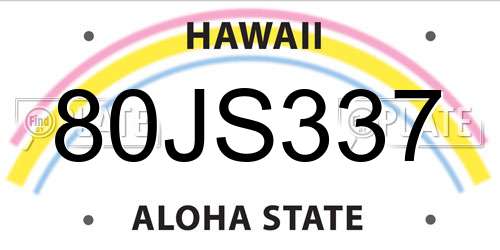 80JS337 Hawaii License Plate