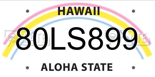 80LS899 Hawaii License Plate