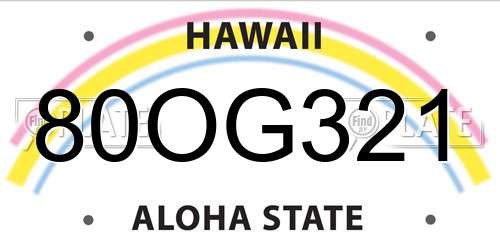 80OG321 Hawaii License Plate