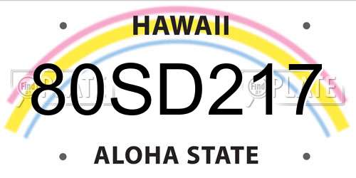 80SD217 Hawaii License Plate
