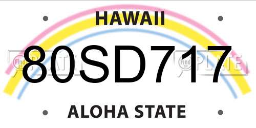 80SD717 Hawaii License Plate