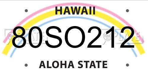 80SO212 Hawaii License Plate