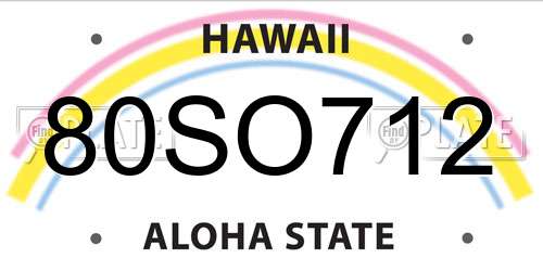 80SO712 Hawaii License Plate