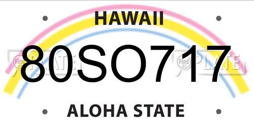 80SO717 Hawaii License Plate
