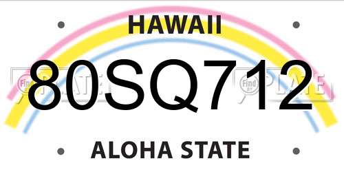 80SQ712 Hawaii License Plate