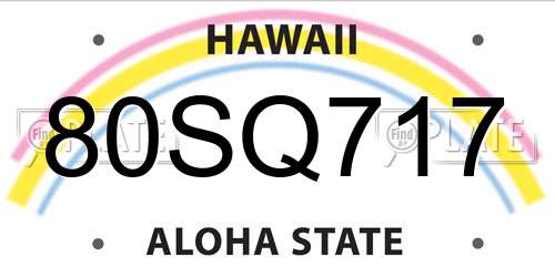 80SQ717 Hawaii License Plate